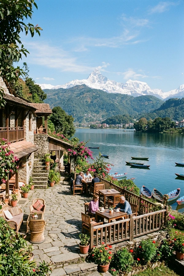 Scenic resort in Pokhara overlooking Phewa Lake
